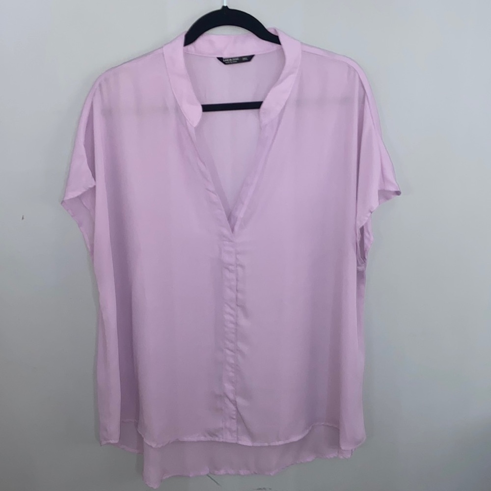 Plus - Short Sleeve VNeck Blouse - 3X